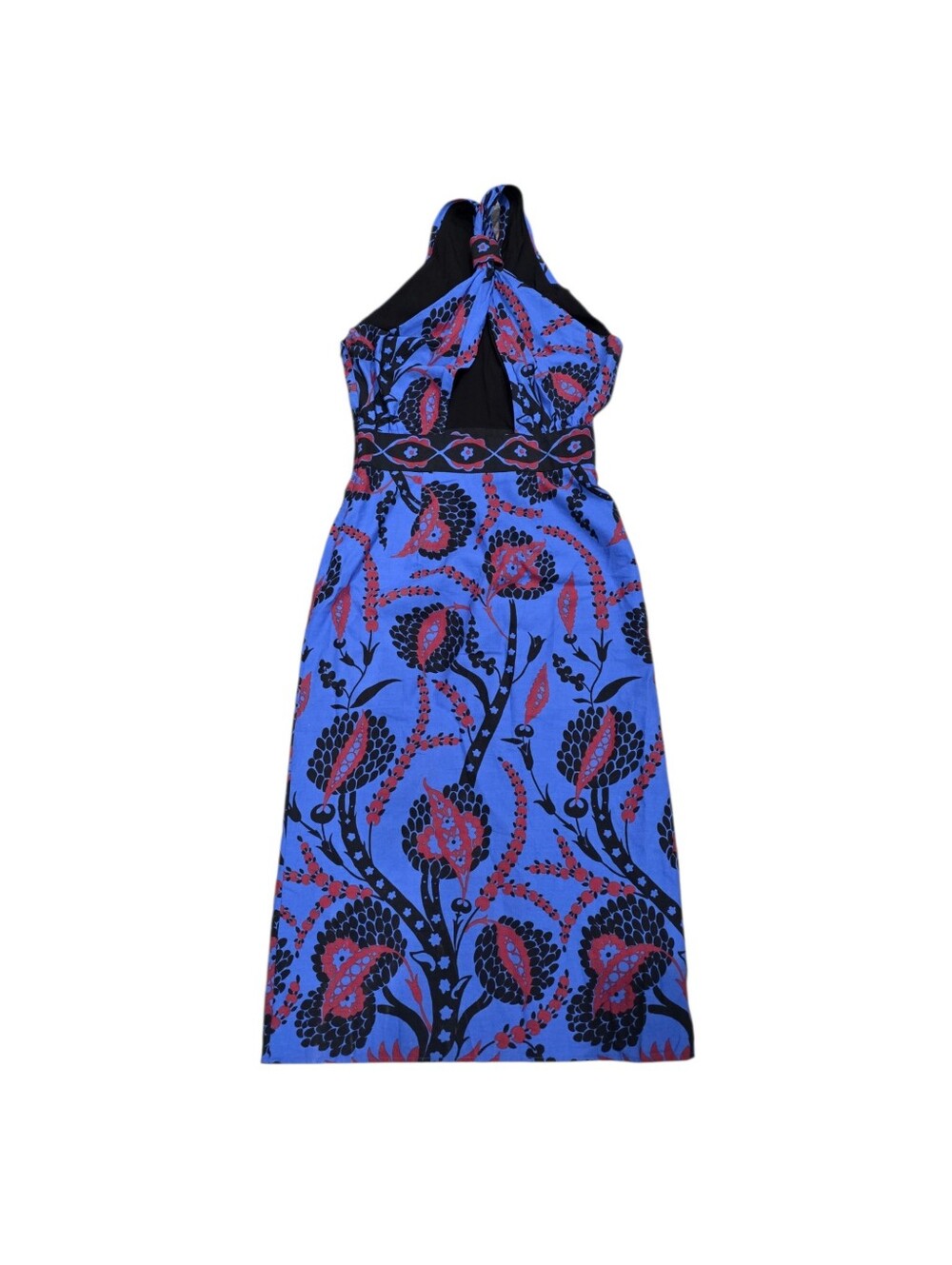 SEZANE JARRED HALTER MIDI DRESS FLORAL ATLA BLUE 36/US4 - Picture 4 of 15